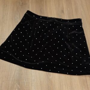 Nanette Lepore Black Velvet A-Line Mini Skirt with Crystal Studs